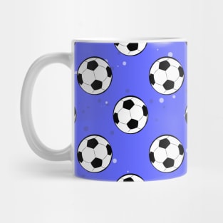 Football / Soccer Balls - Seamless Pattern on Blue Background Mug